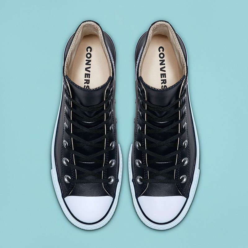 Converse negras 2024 cuero mujer